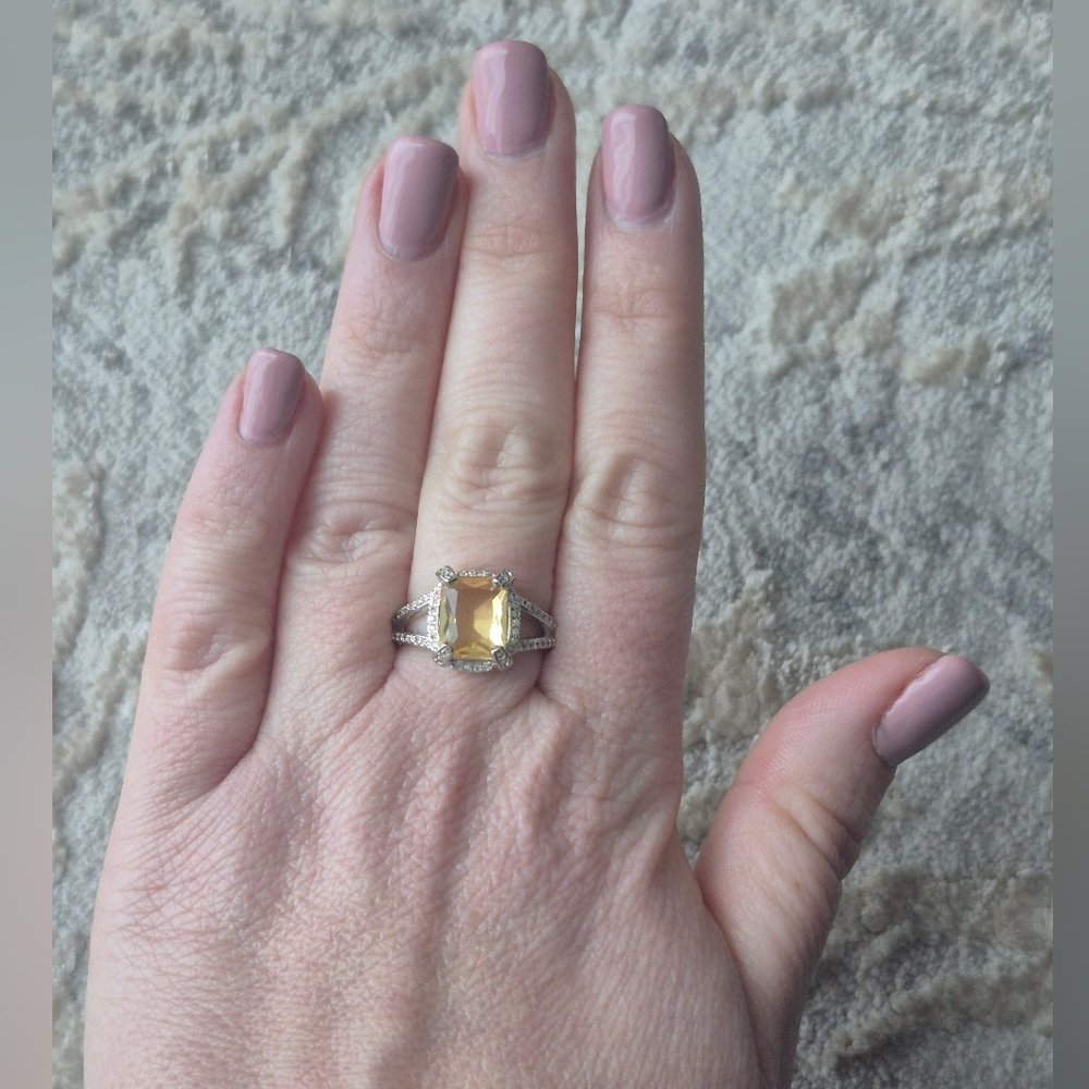 Radiant Yellow Stone Silver Ring